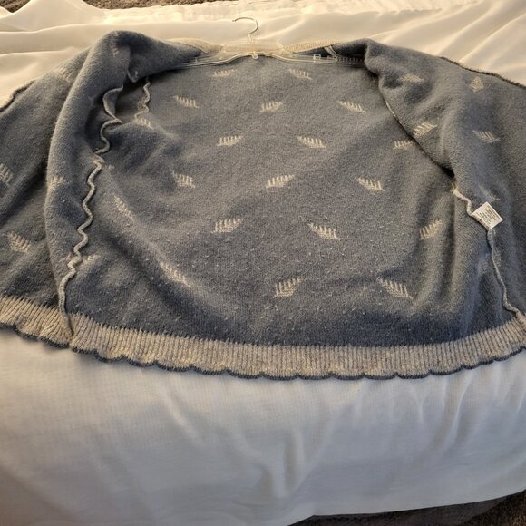 Vtg Colonial Concepts New Zealand Lambswool Angora Gray Print Cardigan Size Med - Picture 6 of 11
